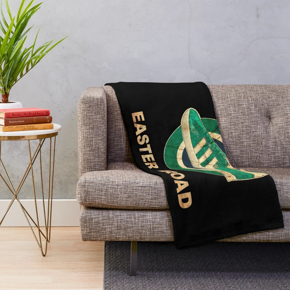 Soft, warm Hibernian plush blanket featuring the Easter Road stadium