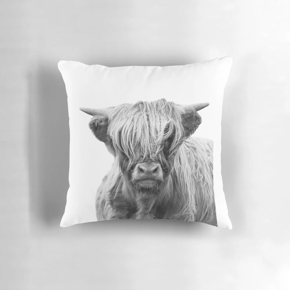 Soft and plush highland cow decorative pillow