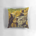 Soft and plush highland cow pillow with a rustic, hairy design