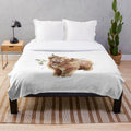 Highland cow plush blanket with watercolor cow design