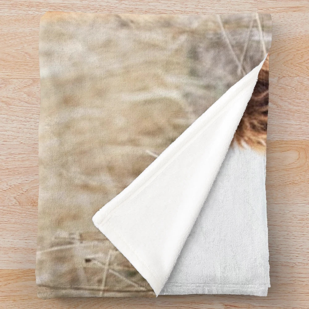 Plush blanket featuring a highland cow portrait