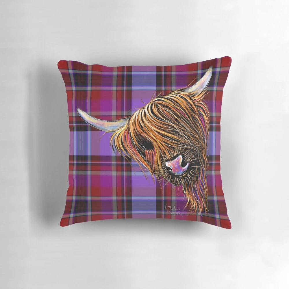 Soft and inviting highland cow tartan print pillow cover for home decoration
