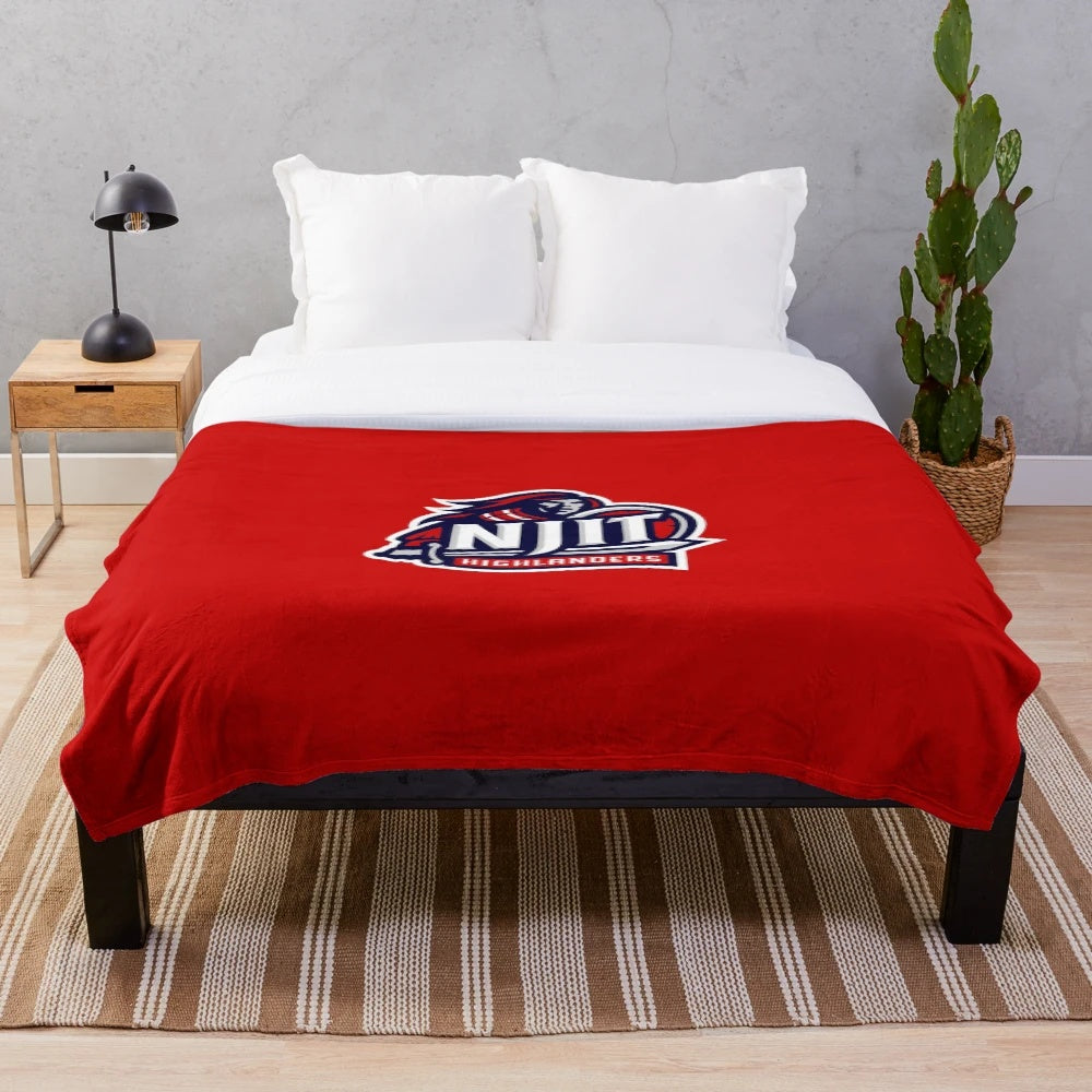 Plush blanket featuring the NJIT Highlanders team logo and colors