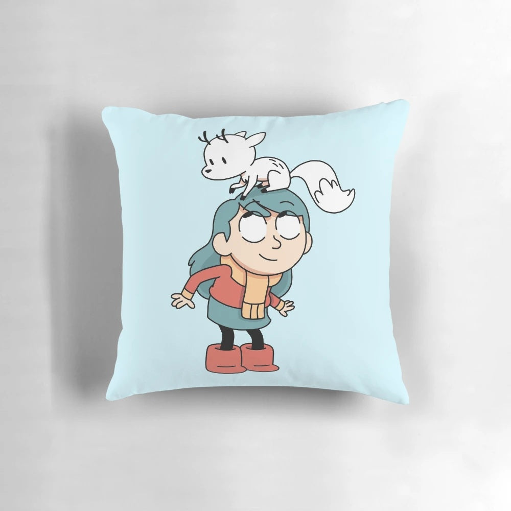Soft plush pillow featuring the deer-fox character Twig from the Hilda animated series