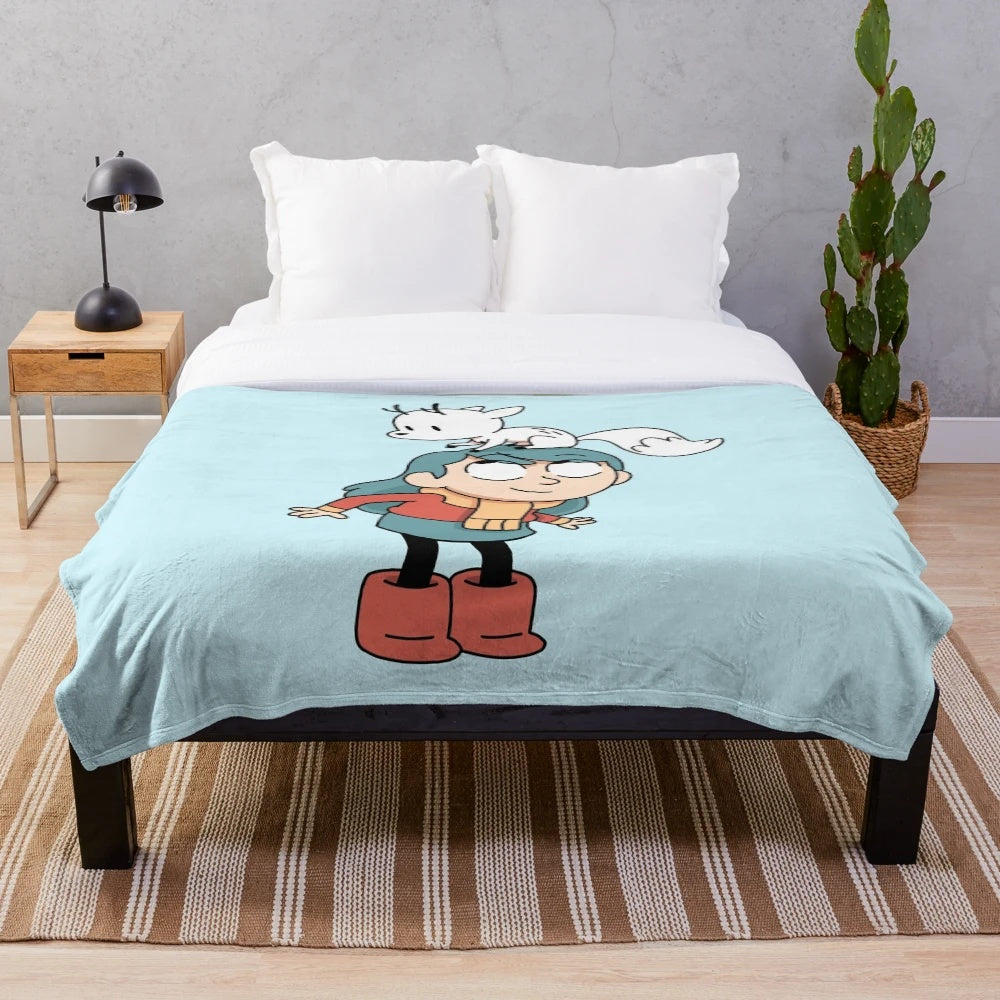 Hilda and Twig plush blanket with deerfox design
