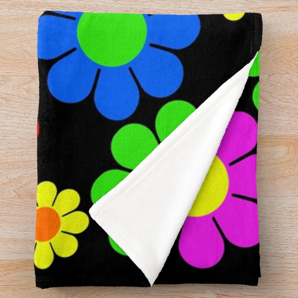 Colorful hippie flower daisy spring pattern plush blanket