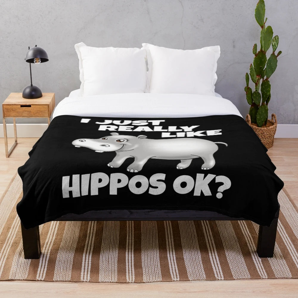 Soft and cuddly plush hippopotamus blanket