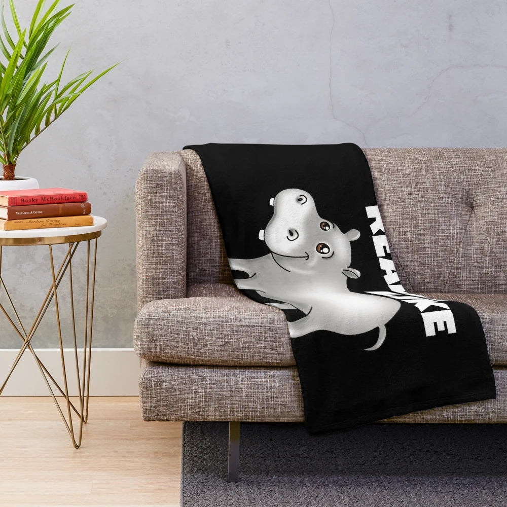 Soft and cuddly plush hippopotamus blanket