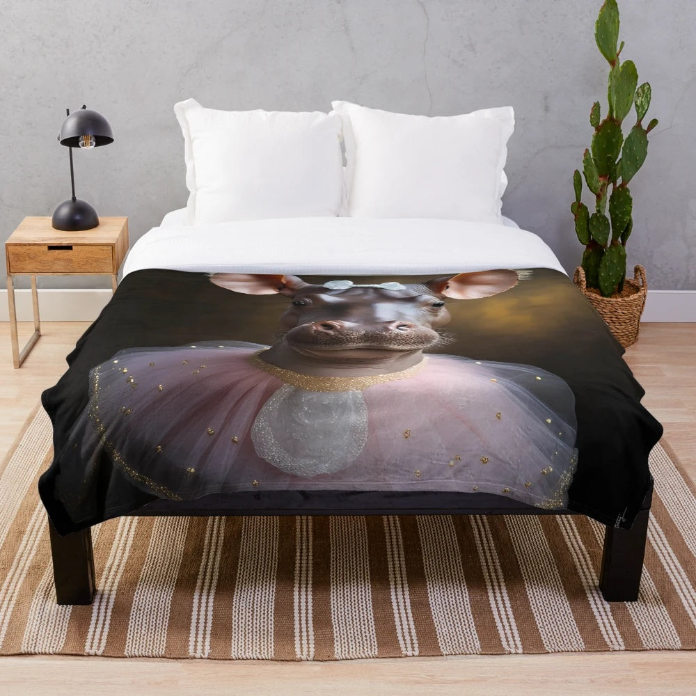 Hippo Plush Blanket for Home Decor