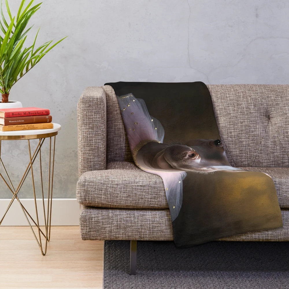 Hippo Plush Blanket for Home Decor