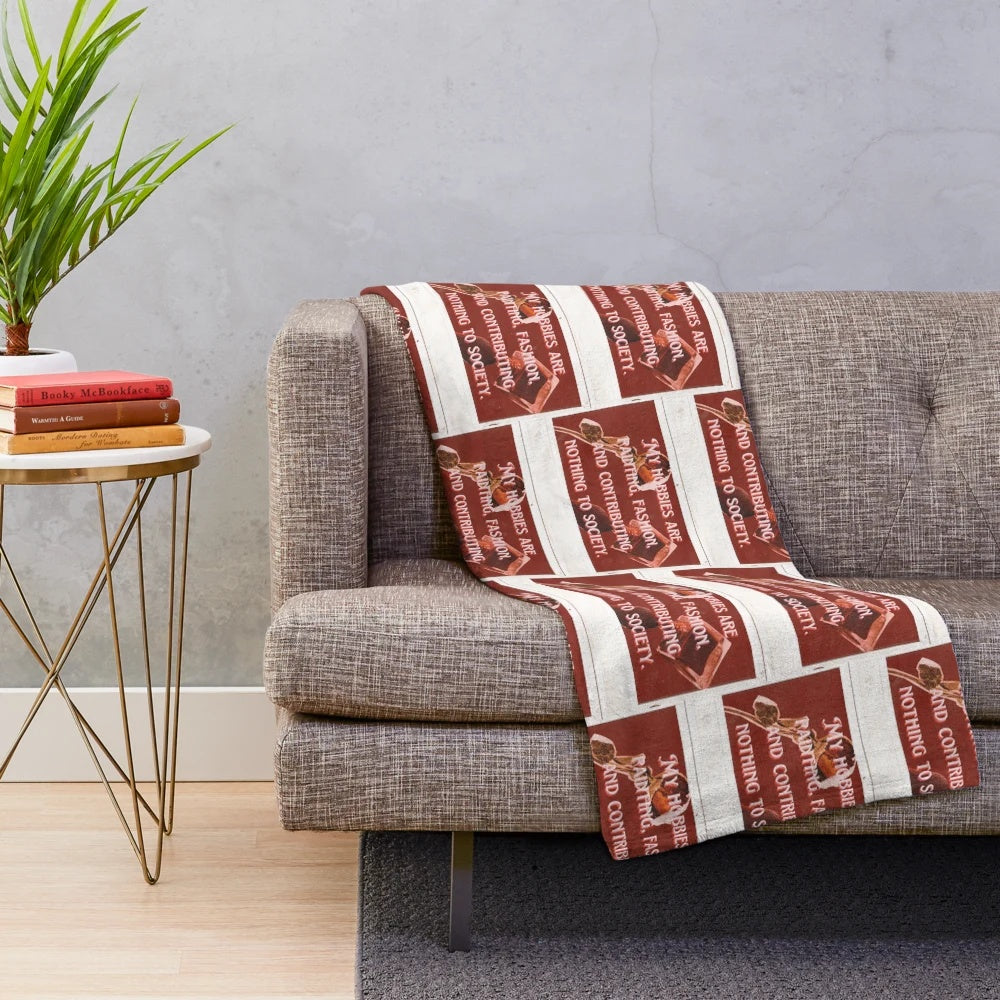 Soft and plush vintage-inspired hobbies themed blanket