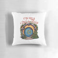 A whimsical decorative pillow featuring a cozy hobbit hole from the fantasy world of Middle-earth, perfect for Lord of the Rings fans.
