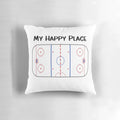Soft and plush hockey pillow featuring a hockey rink design for hockey enthusiasts and fans.