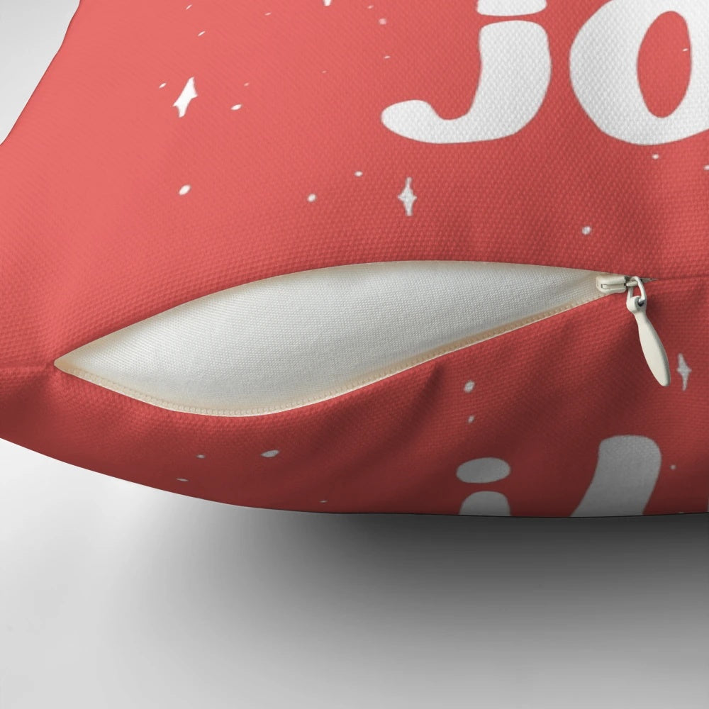 A decorative throw pillow featuring a grumpy-looking Santa owl on a winter-themed background.