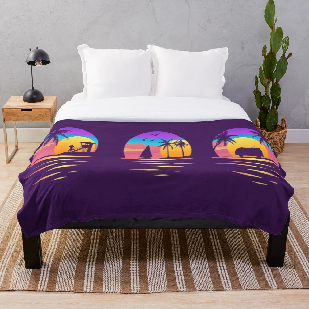 Soft and luxurious purple plush blanket for holiday, beach, and travel