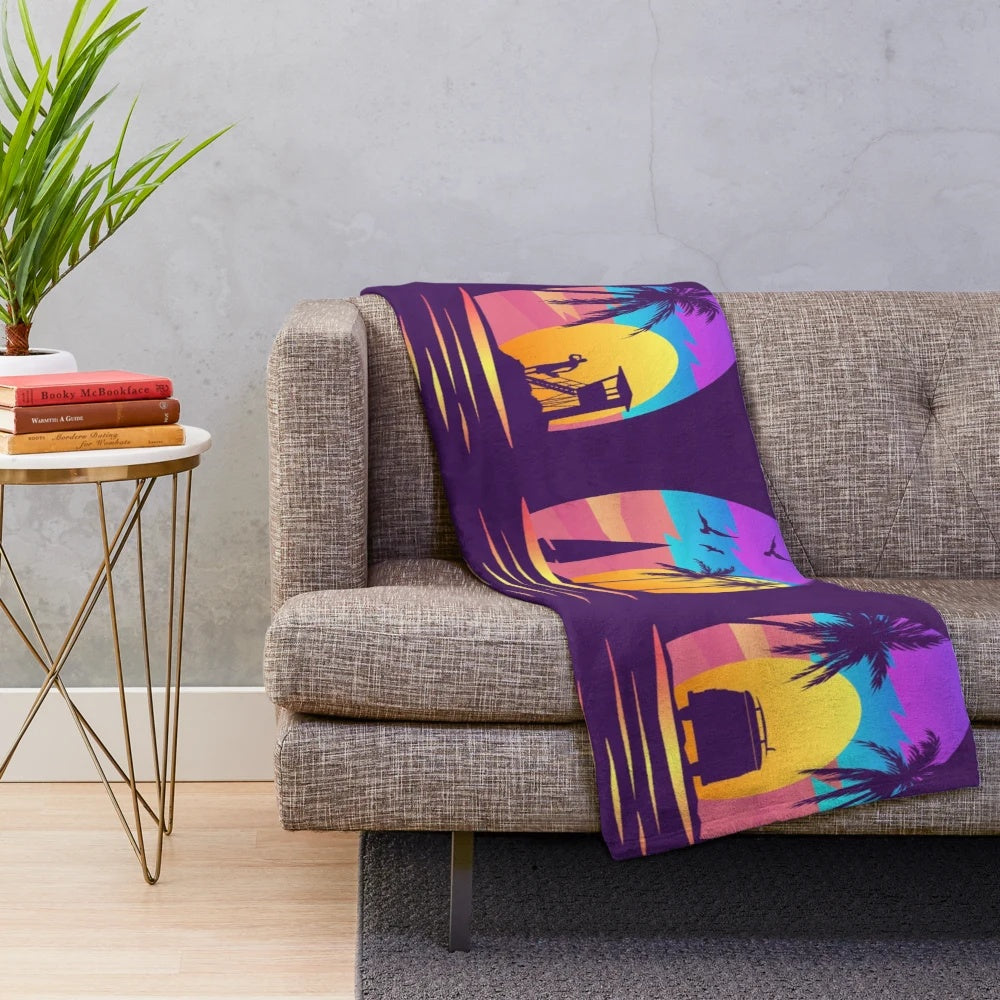 Soft and luxurious purple plush blanket for holiday, beach, and travel