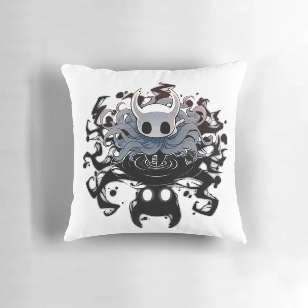 "Hollow Knight" inspired throw pillow featuring dark fantasy aesthetic