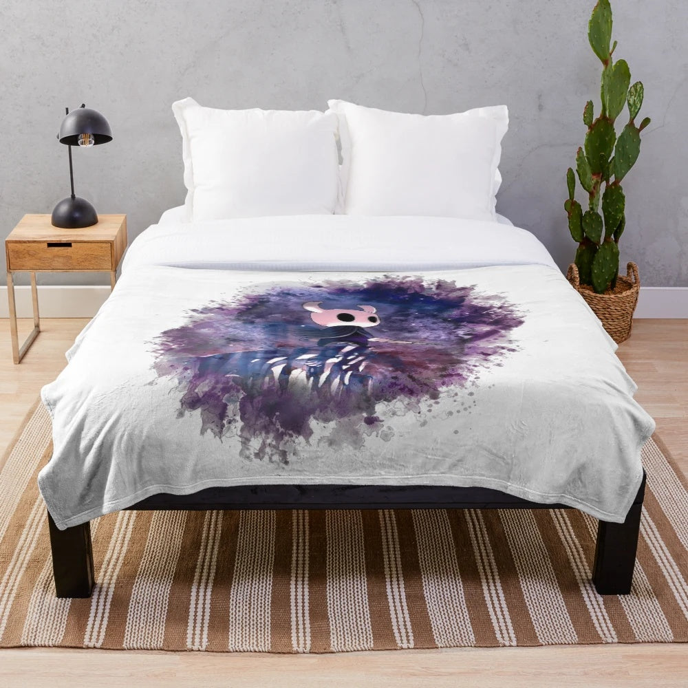 Hollow Knight inspired plush blanket featuring the game's iconic characters