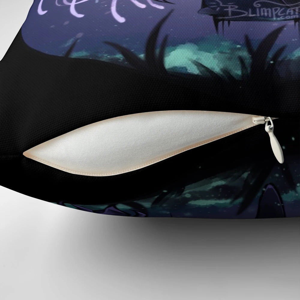 Soft and plush Hollow Knight themed decorative pillow featuring the iconic characters and imagery from the beloved video game.
