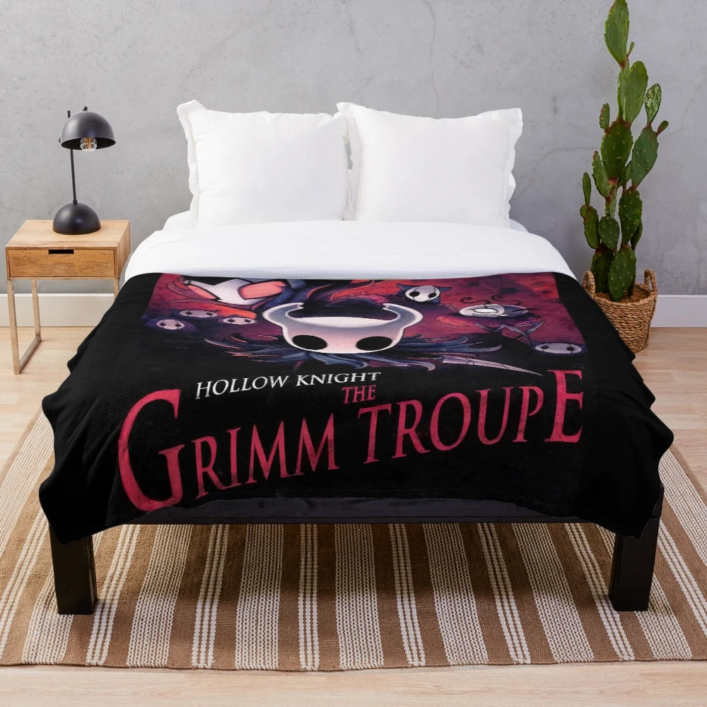Hollow Knight Themed Plush Blanket with Grimm Troupe Characters
