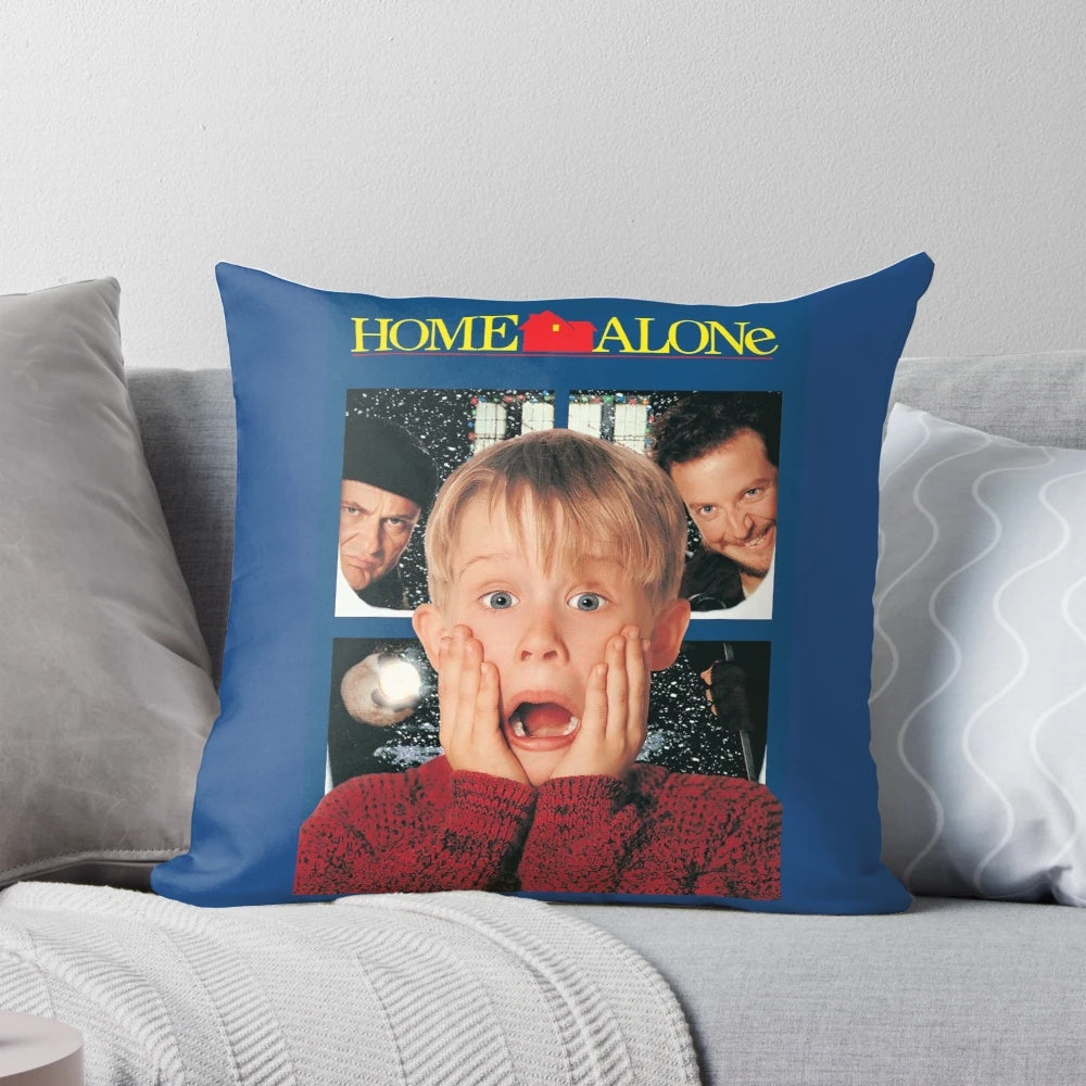 Plush "Home Alone" themed pillow featuring Macaulay Culkin as Kevin McCallister