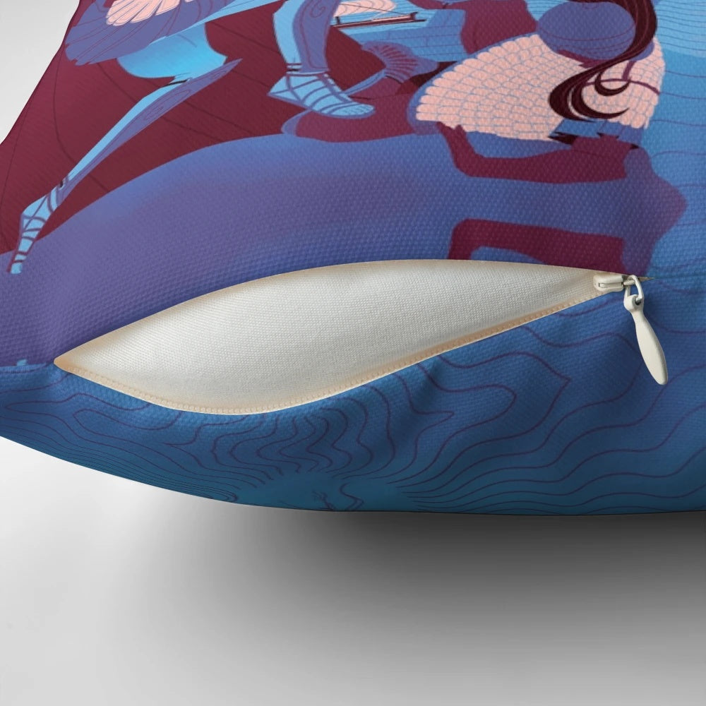 Soft, plush winter pillow featuring a serene homeric landscape design inspired by Greek mythology