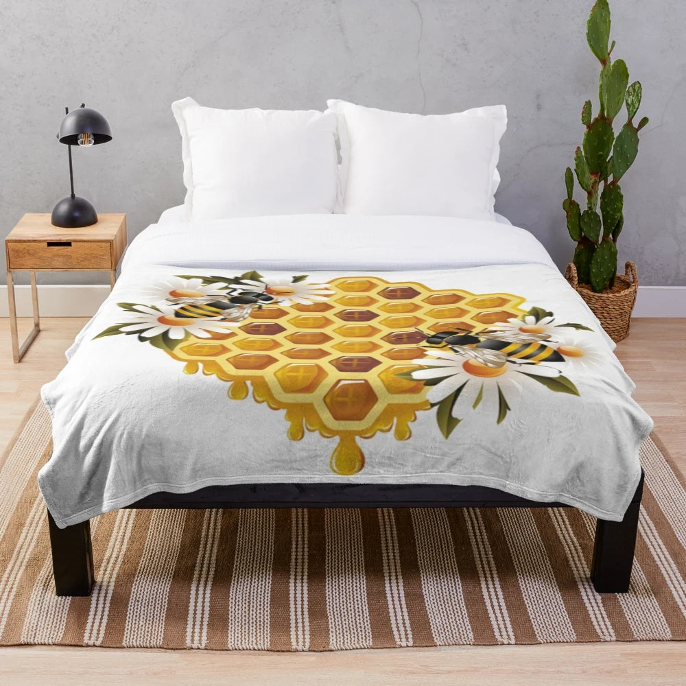 Soft and cuddly honey bee plush blanket
