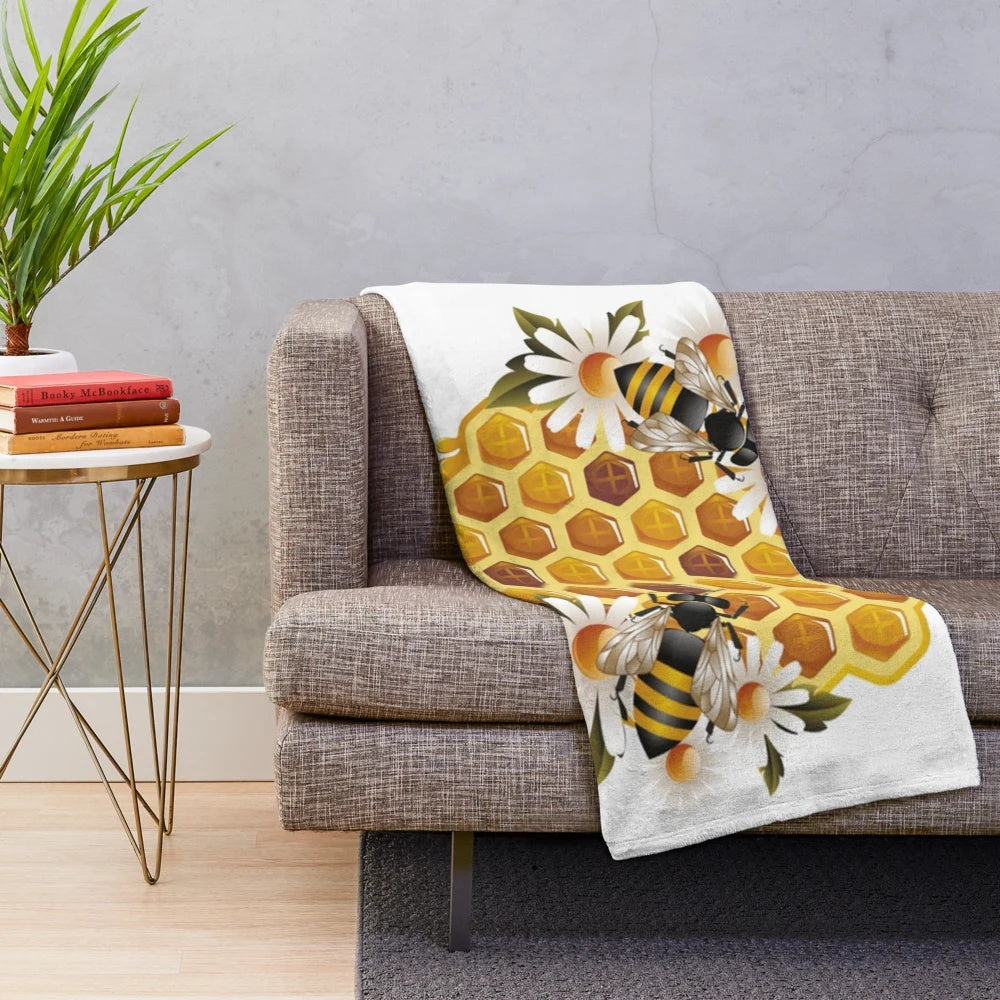 Soft and cuddly honey bee plush blanket