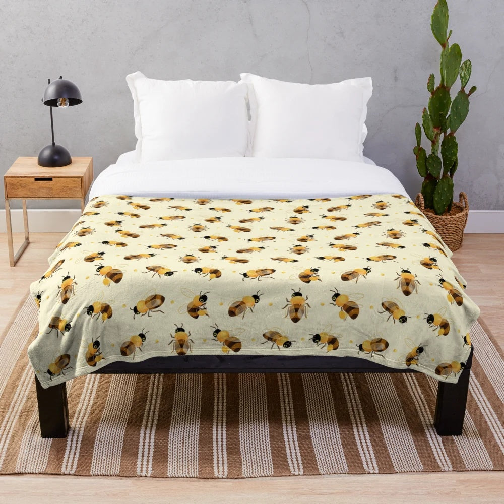 Soft and plush honey bee design blanket for home decor