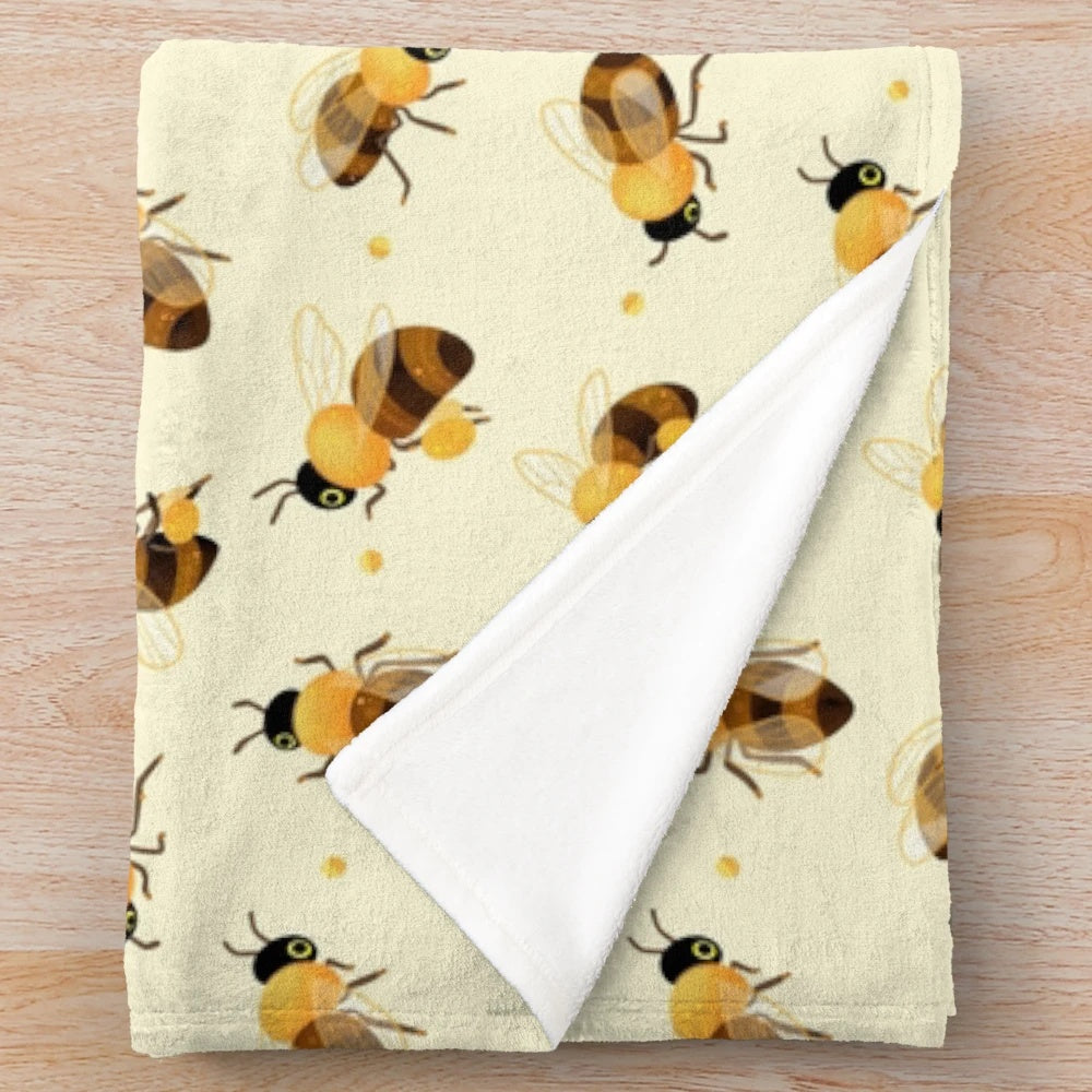 Soft and plush honey bee design blanket for home decor