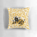 Soft and plush honey-colored pillow with autumn leaves design