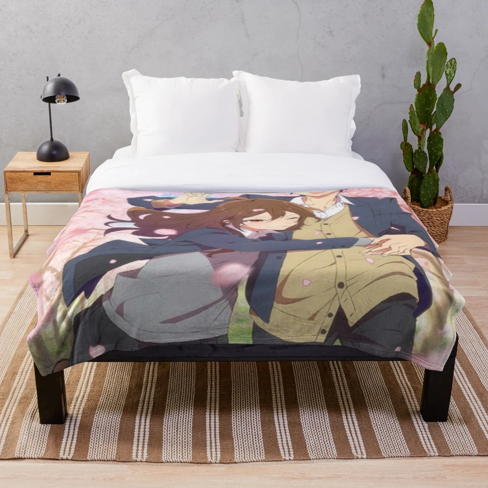 Soft, cuddly plush blanket featuring the beloved Horimiya anime couple