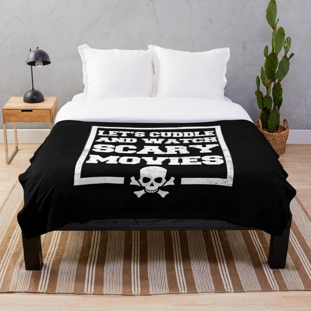 Plush horror-themed blanket for cozy movie nights