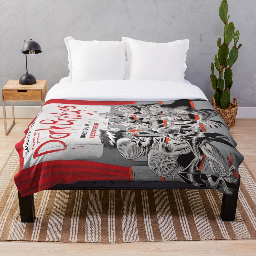 Dark Bridges Film Festival 2023 Plush Blanket featuring horror movie design