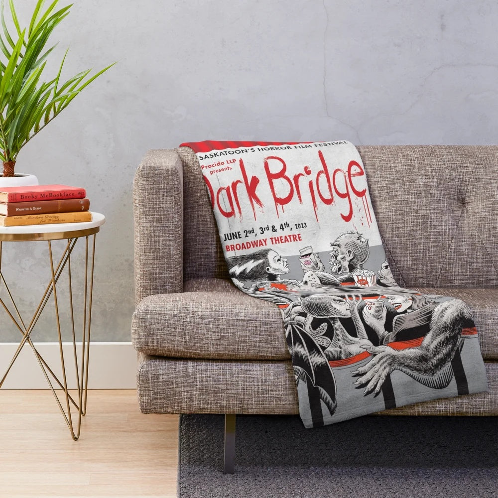 Dark Bridges Film Festival 2023 Plush Blanket featuring horror movie design