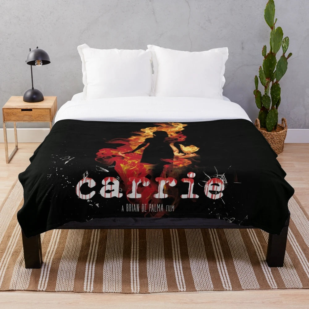 Plush blanket with horror movie theme