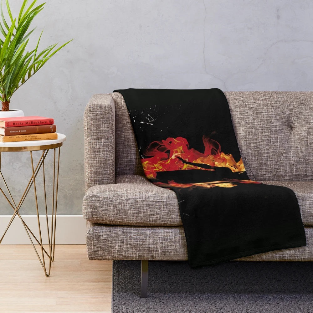 Plush blanket with horror movie theme