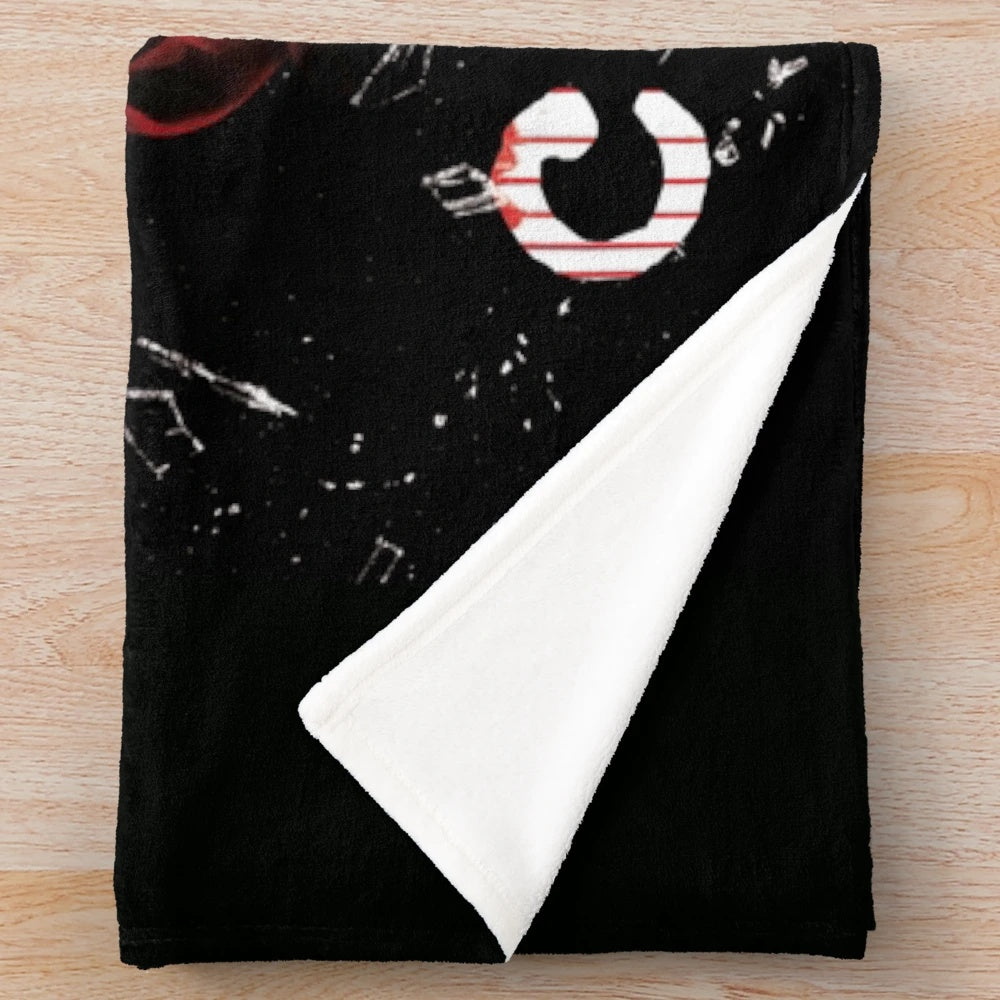Plush blanket with horror movie theme