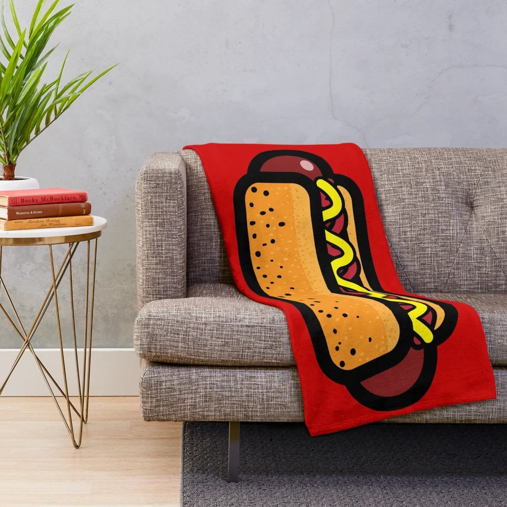 Soft and cuddly hot dog plush blanket