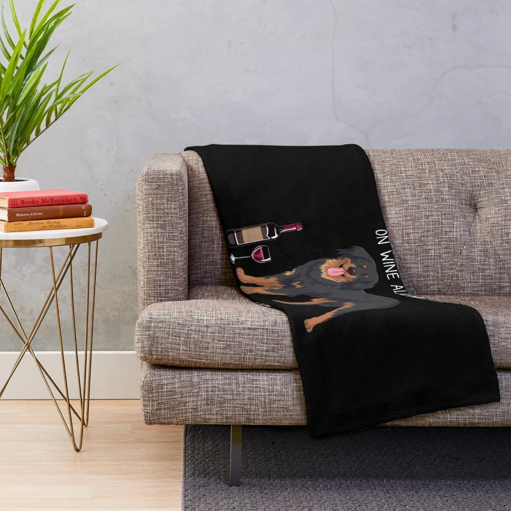 Hovawart dog and wine themed plush blanket