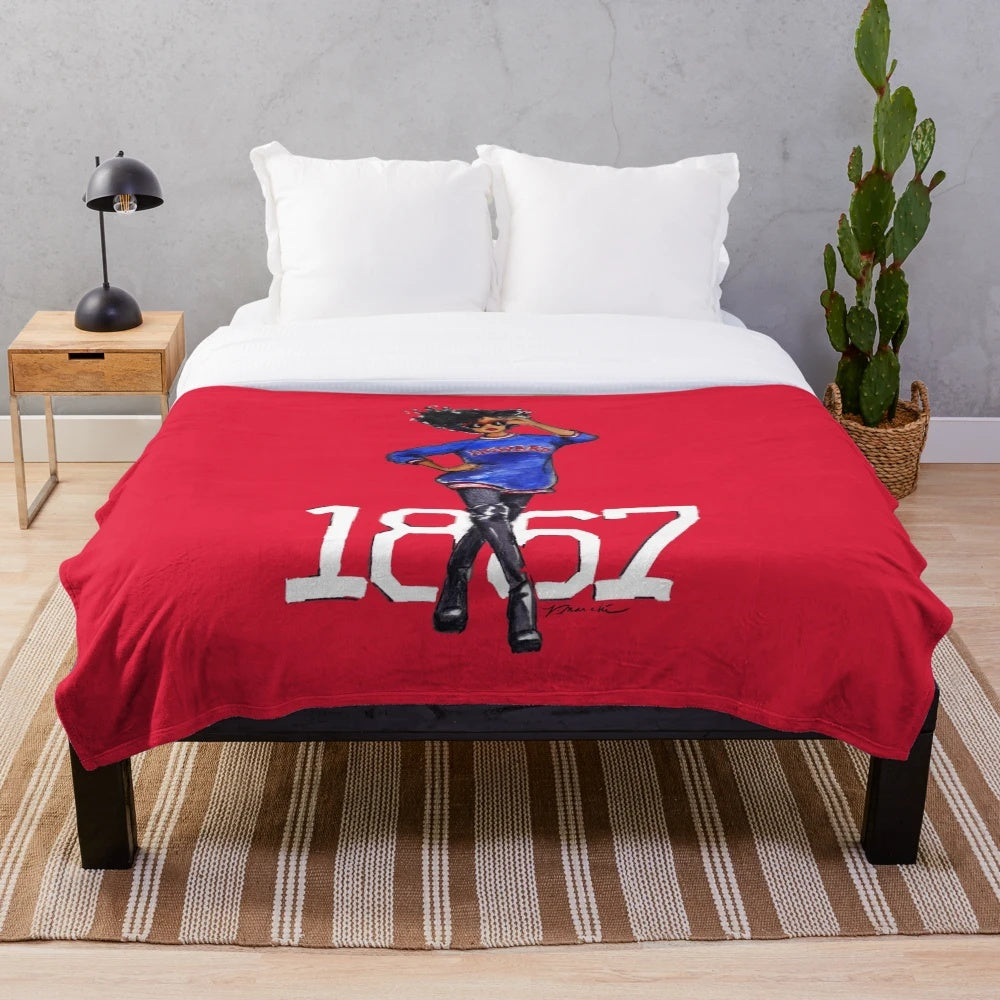 Howard University Plush Blanket with Illustration of African American Woman