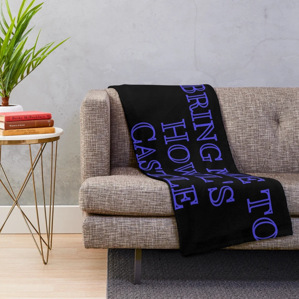 Howl's Moving Castle inspired black and white plush blanket