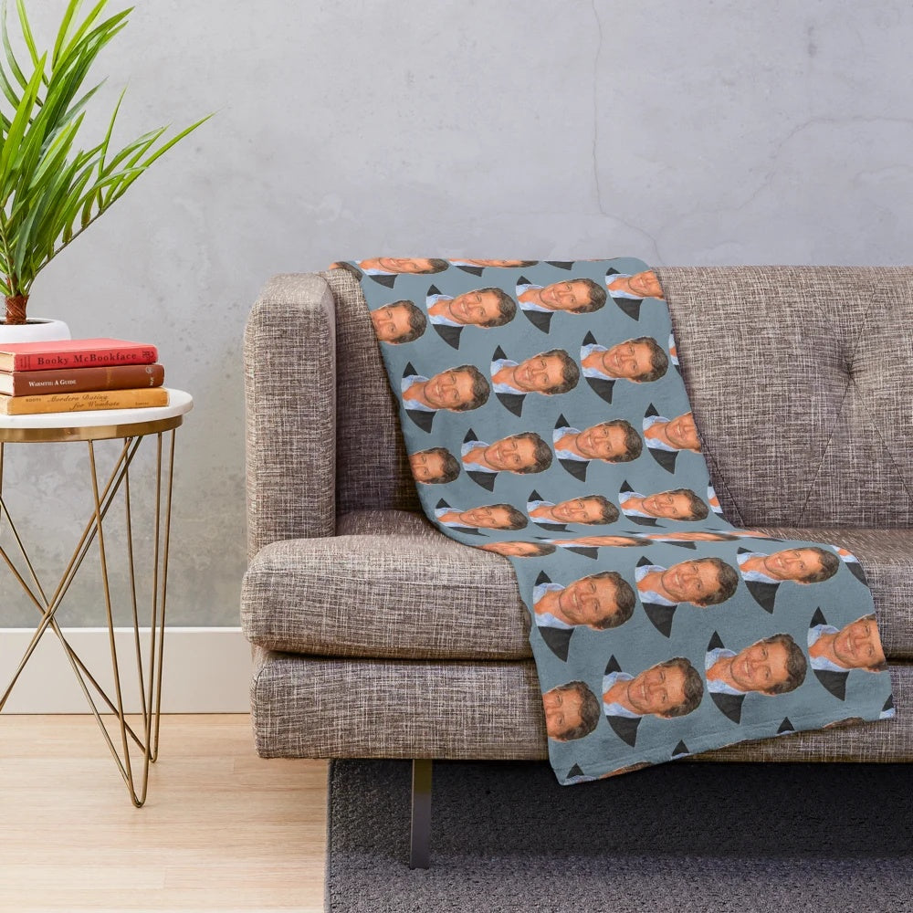 Plush blanket with image of actor Hugh Grant