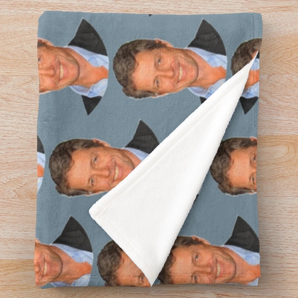 Plush blanket with image of actor Hugh Grant