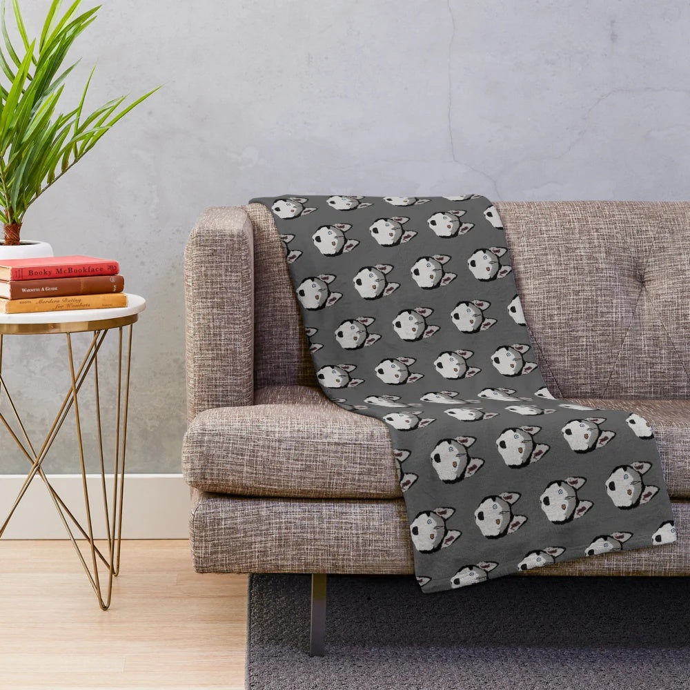 Husky Plush Blanket with Realistic Animal Print