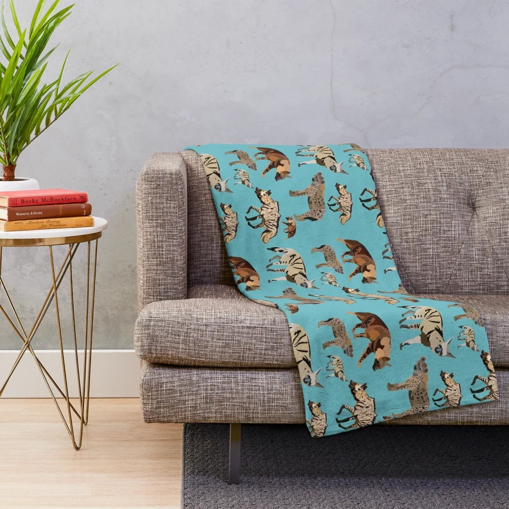 Soft and cuddly hyena plush blanket