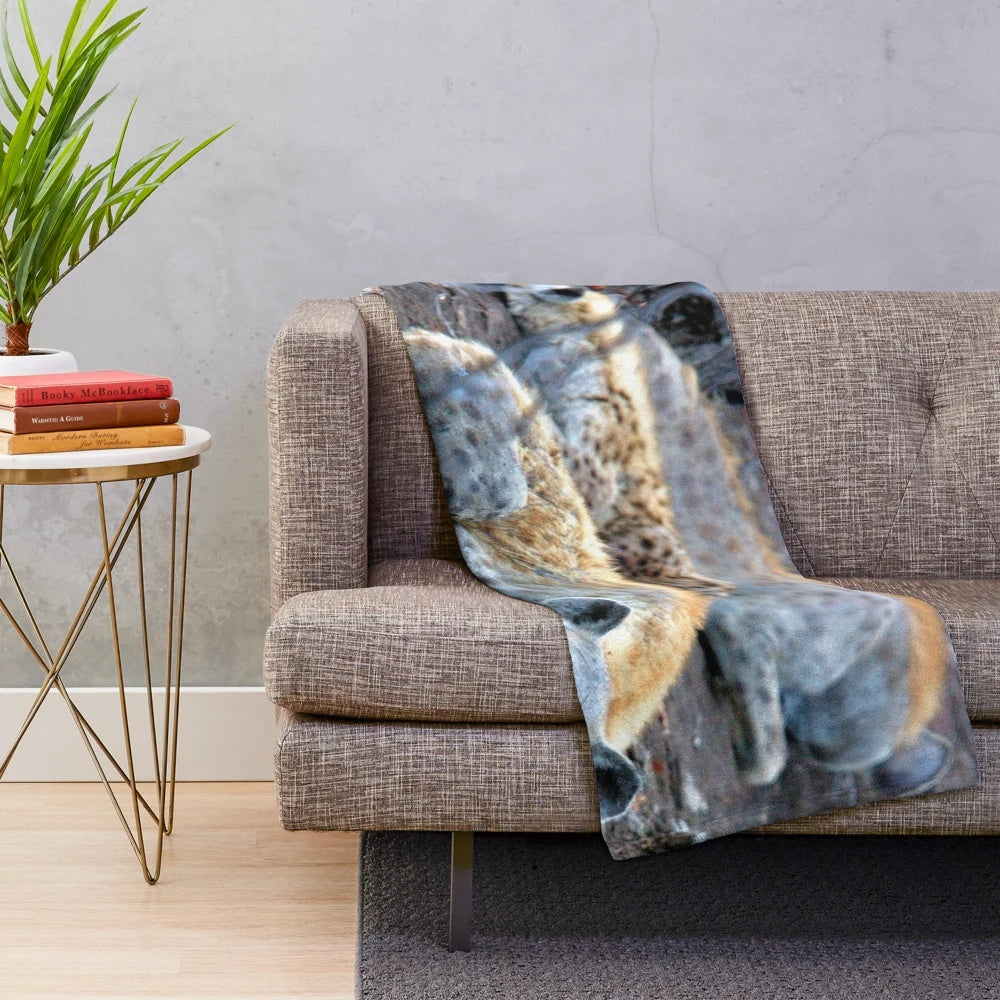 Soft and cuddly hyena plush blanket featuring African wildlife design