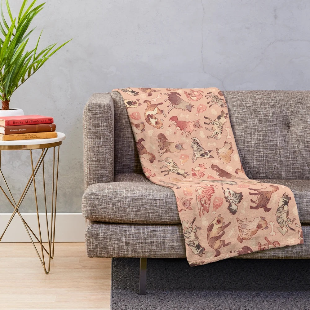 Hyena-patterned plush blanket with soft, cuddly fabric