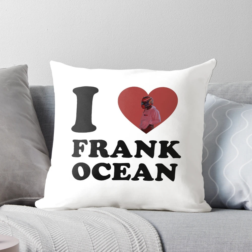 Soft, plush pillow featuring a heart design and the text "I <3 Frank Ocean