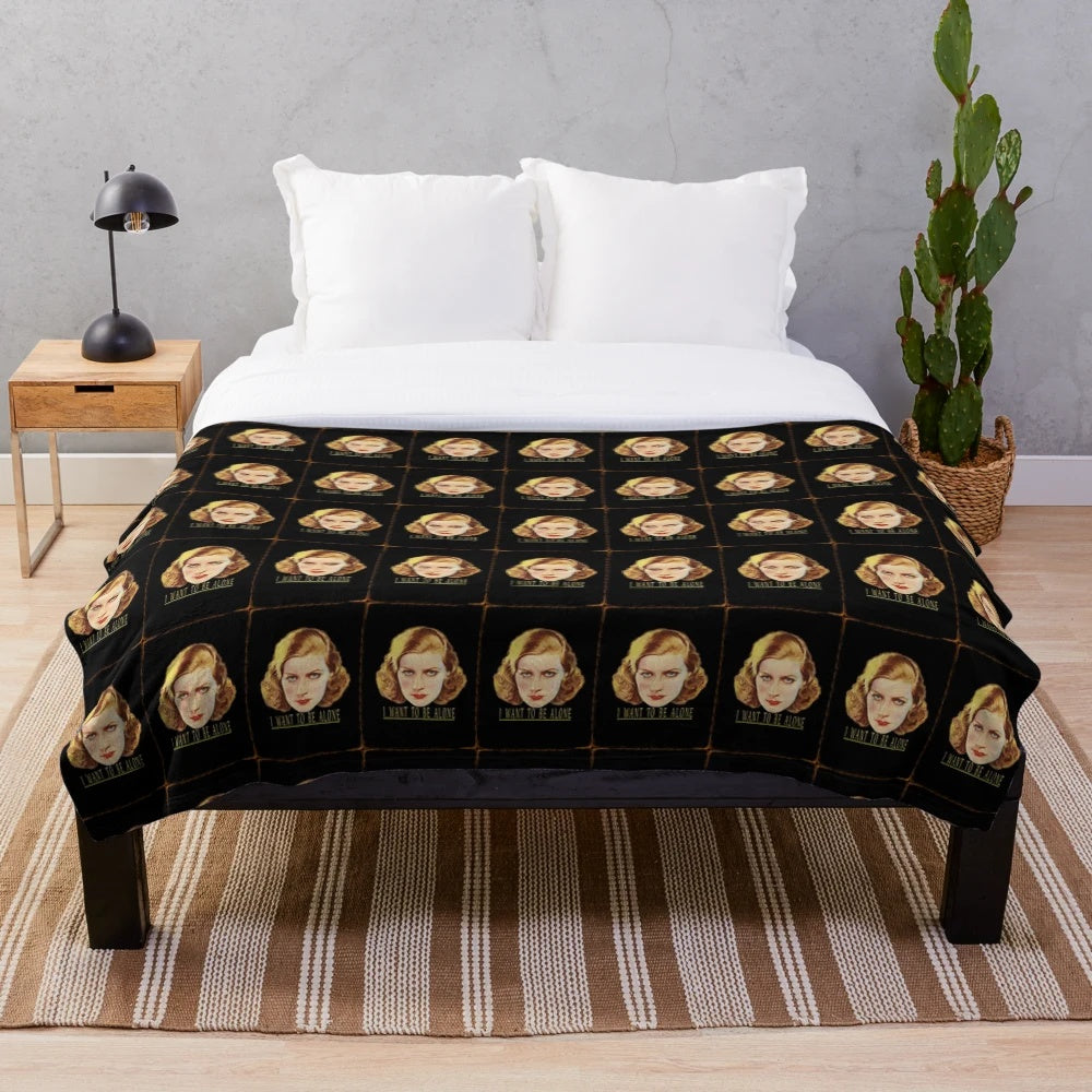 Greta Garbo inspired "I Want to be Alone" plush blanket